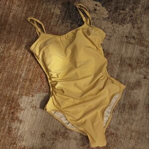 Classic Square Neck, Scoop Back Ruched One Piece Swimsuit/Body Suit NWOT